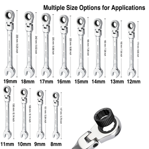 Factory Sale 12 Pcs Flex-Head <b>Ratchet</b> <b>Wrench</b> <b>Set</b> OEM Metric Cr-V Steel Spanner Mechanic Tools - Product Image 4