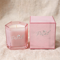 Grand bocal à bougie en verre vide rose de 8 oz, de luxe, unique, pour la fabrication de bougies en gros