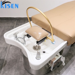 Kisen Ceramic Thai Lay Down Washing Chair Salon Furniture Customize Color Head Spa Shampoo Chair <b>Bed</b> for Therapy - Product Image 5