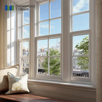 Ventanas de Madera Sólida, Ventana de Guillotina Doble, Deslizamiento Vertical, Relleno de Argón, Aislamiento Térmico, Ventanas Abatibles a Medida