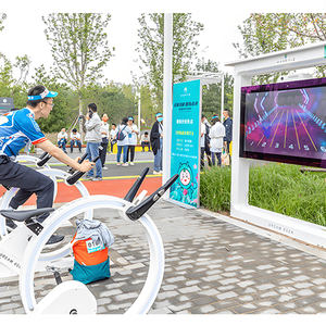 Ride a Bike Racing Game Outdoor Sport Gym Machine Waterproof Large LCD Touch Screen Kiosk Signage Virtual Cycling - Product Image 1