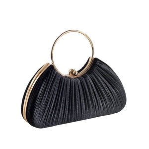 Graceful Pleated Satin Handbag <b>for</b> Women Circle Handle Evening <b>Bag</b> <b>Wedding</b> <b>Guest</b> <b>Clutch</b> Purse Elegant Dating Purse - Product Image 1