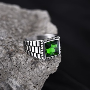 Người Đàn Ông Của Độc Đáo Chuỗi Liên Kết Thép Không Gỉ Vuông Vòng Đá Quý Với Bezel Thiết Hợp Thời Trang Sang Trọng Hàng Ngày Mặc Cho Ruby Emerald <span class=keywords><strong>Agate</strong></span> - Product Image 5