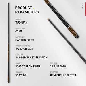 Carbonfaser-Billardqueue |   1/2-teiliges professionelles Billardqueue aus Kohlefaser | Reiner Carbon-Inlay Break- & Jump-<span class=keywords><strong>Queue</strong></span> - Product Image 2
