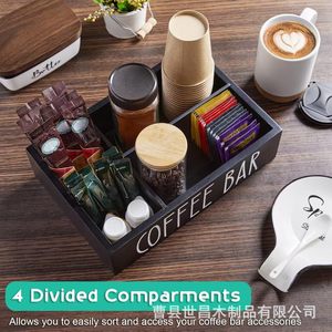 Coffee Bar Storage <b>Box</b> Rectangle Desktop Organizer 18L With Compartments For <b>Tea</b> Bags Coffee Cups And Utensils - Product Image 3