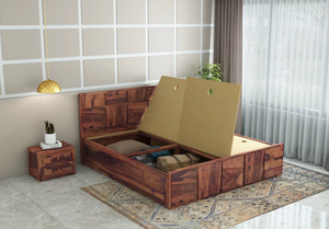 Lit en bois de Sheesham Jodhpuri Woods Elity avec rangement intégré, construction solide, compartiments spacieux, design élégant - Product Image 3