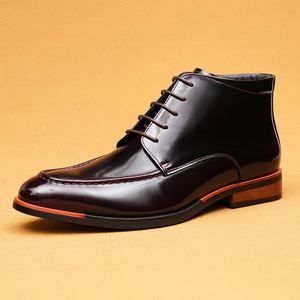 Botas Chelsea para Hombre 2025, de Piel Genuina con Acabado Brillante, Estilo Brogue Británico, con Cordones, Botines de Invierno, Casuales, de Vestir, para Boda - Product Image 6