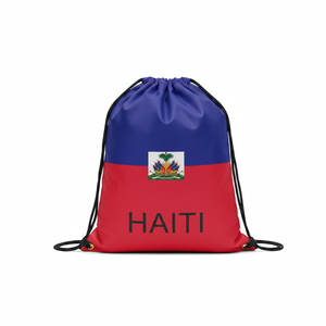 17.5\" Haitian Style <b>Drawstring</b> <b>Bag</b> Large Capacity <b>Waterproof</b> Polyester Custom Fashionable Handle Rope for Promotional Gifts - Product Image 2