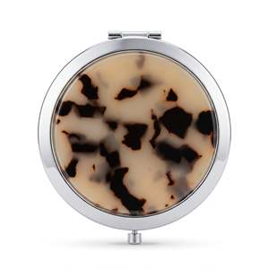 Round Silver Metal Compact <b>Mirror</b> Push Button Open Marble Tortoiseshell <b>Acrylic</b> Sheet Double-Sided HD Glass Mini Pocket <b>Mirror</b> - Product Image 2