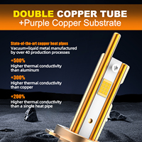 Phares LED AKE K20 Hb3 9005 Prix d'usine Double tube en cuivre 240w 24000lm 6500k Phare LED de voiture H1 H3 H4 H7 H11 9006 9012