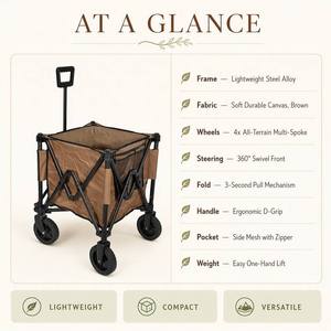 Chariot pliant robuste avec roulettes pivotantes à 360°, pliage en 3 secondes, cadre en acier, pliable, pour camping, plage, jardin, courses - Product Image 6