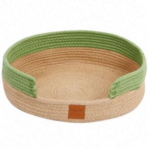 Doglemi Round Pet Mat Natural Green Textile Washable Modern Dog <b>Bed</b> All Seasons - Product Image 1