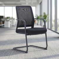 Chaise de conférence ergonomique moderne et confortable en maille, chaise d'accueil avec accoudoirs fixes, structure en métal cintrée