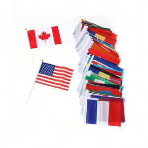 Design Custom Logo 100D Polyester Arbitrary Design <b>Small</b> Blank White Sublimed Hand Flag - Product Image 1