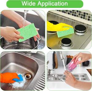 Éponges à vaisselle compostables en cellulose compressée, colorées, pour le lavage de la cuisine - Product Image 5