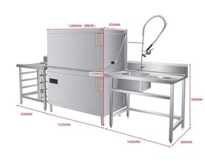 เครื่องล้างจานเชิงพาณิชย์แบบสองโครงยี่ห้อ Jeeki  ทำจากสแตนเลส กำลังไฟ 25.5 กิโลวัตต์ สำหรับโรงแรมและโรงอาหาร - Product Image 2