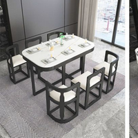 Ensemble table et chaises de salle à manger de style nordique moderne de luxe - Best-seller pour la maison, les écoles, les appartements et les hôtels, 6 places, bois et pierre durables