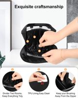 Sac organisateur de pinceaux de maquillage en nylon avec fermeture éclair, grande capacité, portable, support de pinceaux de maquillage debout, professionnel pour les artistes maquilleurs