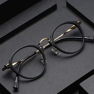 กรอบแว่นตา2023ทรงรีขนาดเล็กกรอบแว่นตาไทเทเนียมแท้สำหรับผู้ชายแว่นตาใสแบบย้อนยุคน้ำหนักเบามาก