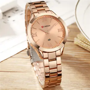 Curren 9007 Tối Giản Đồng Hồ Cho Phụ Nữ Thép Không Gỉ Không Thấm Nước Lịch Thời Trang New Rose Gold Thạch Anh Đồng Hồ Phụ Nữ Vòng Đeo Tay