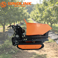 Dumper sur chenilles hydraulique TDH500BF, capacité de charge 500 kg, avec plateforme élévatrice à ciseaux, pour utilisation en ferme, verger et chantier de construction