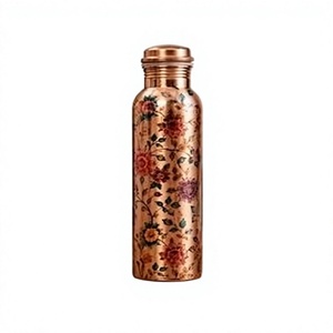 กระติกน้ำทองแดงฝาปิดสนิท ลายดอกไม้ พกพาสะดวก พร้อมฝาปิด - Product Image 1