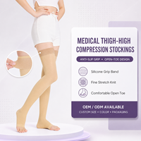 Bas de compression longs en silicone antidérapants, taille plus, 15-20 mmHg, pour varices, mollets et genoux, chaussettes de compression élastiques