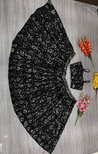 Premium Georgette Lehenga Choli ensemble embelli belle broderie paillettes lourdes travail Double intérieur lourd Cancan toile fête - Product Image 5