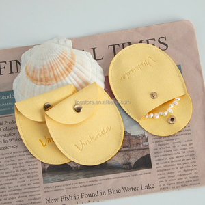 7.8*8.5cm Yellow Embossed Printed Microfiber Portable Jewelry Flap Pouch Luxury Envelope <b>Clip</b> Button Closure Packaging Gift Bag - Product Image 6