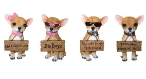Señal de bienvenida de perro <span class=keywords><strong>Chihuahua</strong></span> de poliresina, figuras surtidas de <span class=keywords><strong>Mini</strong></span> perro, bienvenida de perro, estatuas de jardín coleccionables para mascotas para el hogar - Product Image 5