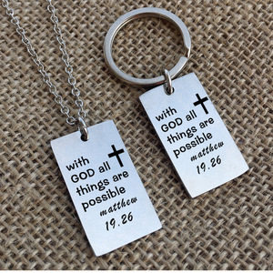 Actividades personalizadas, joyería cristiana, etiquetas <span class=keywords><strong>de</strong></span> acero inoxidable para perros, llavero cruzado con Dios religioso grabado, joyería <span class=keywords><strong>de</strong></span> <span class=keywords><strong>la</strong></span> <span class=keywords><strong>Biblia</strong></span> - Product Image 2