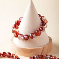 Bracelets en quartz naturel translucide rouge profond, poli, effet sang de bœuf, vente en gros