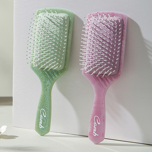 Brosse <span class=keywords><strong>à</strong></span> <span class=keywords><strong>cheveux</strong></span> carrée personnalisée Motif <span class=keywords><strong>vintage</strong></span> Massage du cuir chevelu personnalisé Coussin d'air <span class=keywords><strong>Peigne</strong></span> pour femmes Démêlant <span class=keywords><strong>Cheveux</strong></span> Plastique Laser - Product Image 2