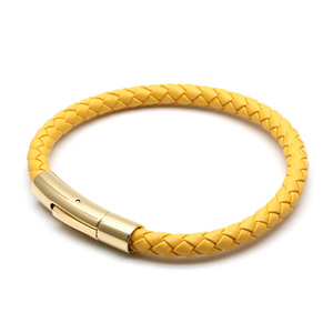 <span class=keywords><strong>6mm</strong></span> moda clásica hecha a mano trenzada pulsera de cuero genuino alto pulido Acero inoxidable Cierre magnético pulseras - Product Image 6