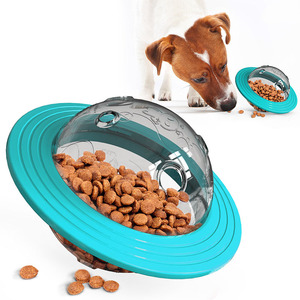 Durevole plastica UFO <span class=keywords><strong>Tumbler</strong></span> dispositivo di perdita di cibo cane pianeta giocattolo trattare IQ formazione alimentatore lento disco giocattoli per animali domestici