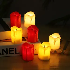 크리 에이 티브 생일 웨딩 할로윈 파티 3d 진짜 불꽃 LED 시뮬레이션 눈물 촛불 램프 블랙 코어 전자 촛불