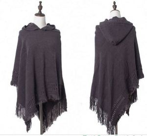 Poncho long en acrylique, cape de haute qualité, tricotée, imprimé numérique, multicolores, mode hiver pour femmes - Product Image 3
