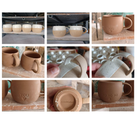 Mug en grès naturel de 250 ml, style vintage, avec logo gaufré personnalisé, pour café et fêtes