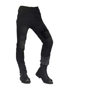 Biker Noir Raiding Jeans Pantalon Stretch Pliant Genou Pantalon Hommes High Street Moto Rembourrage Jeans - Product Image 1