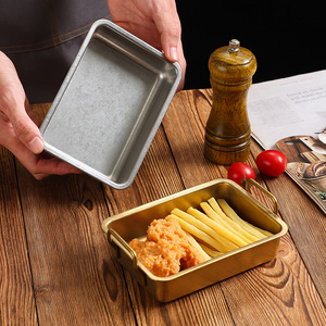 304 Stainless Steel <b>Snack</b> <b>Tray</b> With Handles For Restaurant Use Commercial Grade Dishwasher Safe - Product Image 3