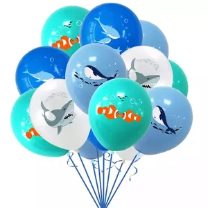אוקיינוס נושא מסיבת יום הולדת קישוט לווייתן ליצן דגי דולפין כריש הדפסת לטקס בלון סט תינוק מקלחת