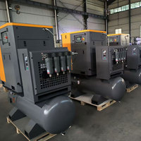 Kompresor Udara Sekrup Stasioner Berpendingin Udara AC Harga Pabrik 125psi Tekanan Tinggi 22kw 30Hp 500L Tanpa Oli dengan Tangki