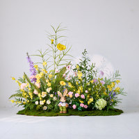 Arrangements floraux artisanaux de style influenceur, fleurs artificielles, décorations en herbe, grandes compositions vertes d'intérieur