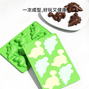 Dinosaur Cake Silicone <b>Mold</b> Green 6-Cavity Oven Safe Baking Tool For Pastry <b>Jelly</b> Egg Tart Bread - Product Image 2