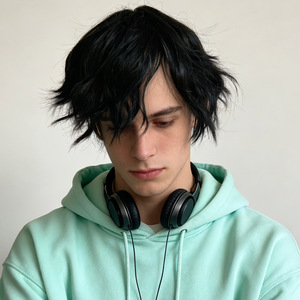 Peluca de aluminio moderna hecha a máquina para modificar el contorno del rostro, estilo japonés, con rizos juveniles, para hombres y mujeres, ideal para cosplay. - Product Image 2