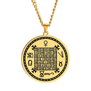 Talisman Carré magique de Vénus Sceau de Vénus Amulette puissante Cadeau original Esotérisme Pendentif en acier inoxydable découpé au laser Collier - Product Image 1