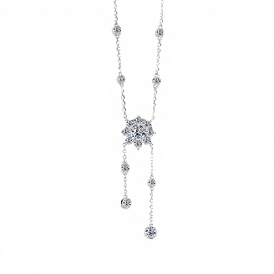 Collier pendentif en argent sterling 925 avec moissanite taille brillant rond, style vintage simple, motif tournesol et pompon, cadeau de fiançailles pour femme - Product Image 5