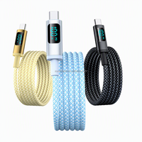 Câble de charge rapide USB-C vers C 100W avec affichage numérique LED intelligent, cordon tressé en nylon Type-C avec puce PD pour iPhone 18 et ordinateurs portables