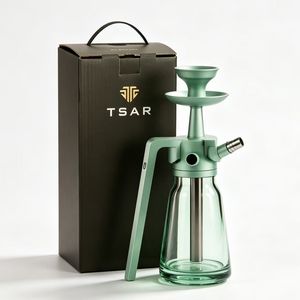 Juego de Cachimba Árabe de Lujo en Acero Inoxidable con Acabado Espejo, Manguera Metálica, Gancho y Base de Vidrio, Accesorios de Regalo - Product Image 1