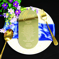 Personalizado troquelado forma oro espejo acrílico cena Bar menú tarjeta grabado para fiesta de boda